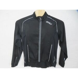 2XU Cycling Jacket Mens Medium Black Full Zip Biking Reflective Bicycle Pockets